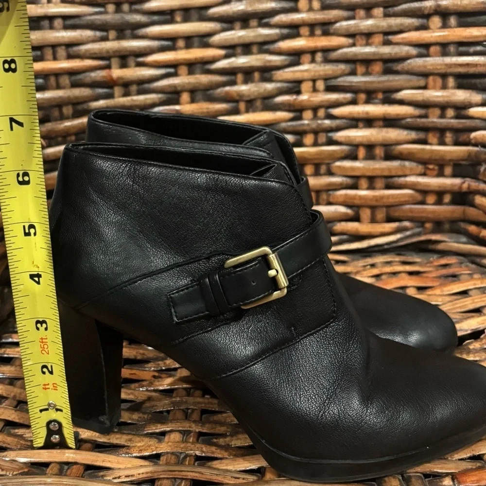 Franco Sarto Black Ankle Boots with Buckle in size 8. Pull on. Great condition!